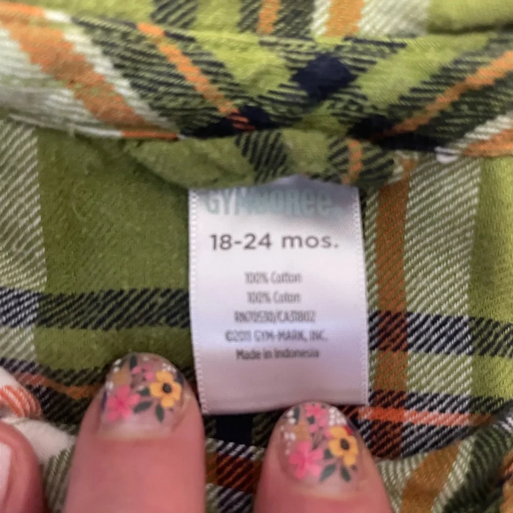 Toddler boys olive‎ green Gymboree flannel size 18-24 months